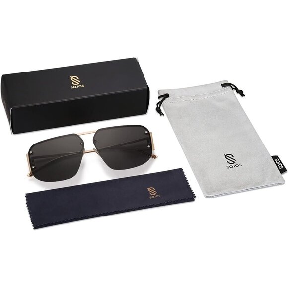 Trendy Aviator Sunglasses Mens Womens Retro Metal Rimless Gold Frame Shades - Picture 7 of 7